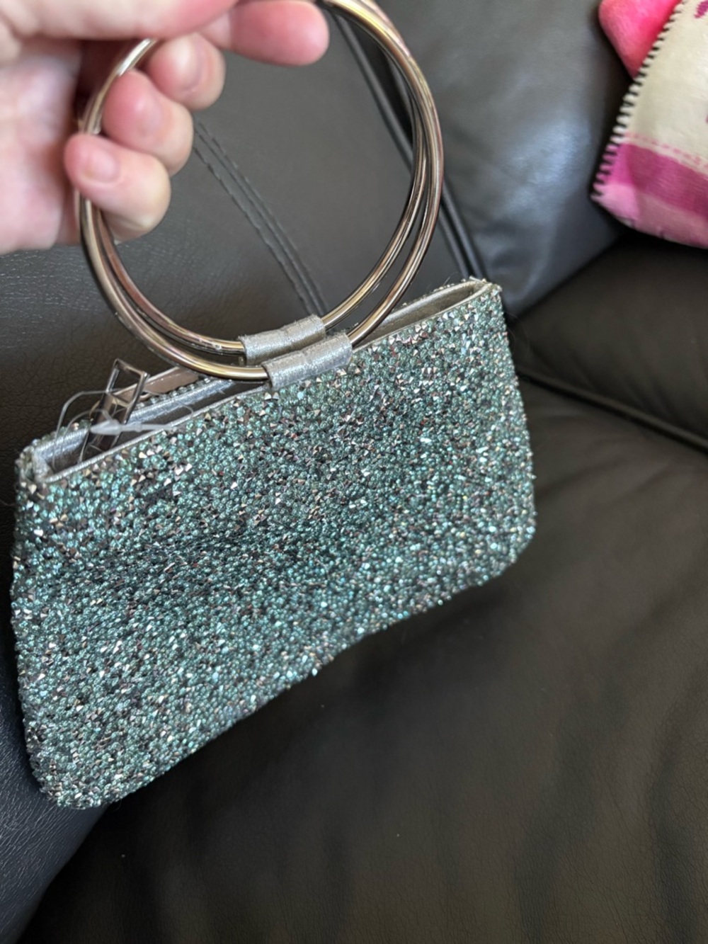 Sparkling Teal Glitter Bracelet Clutch